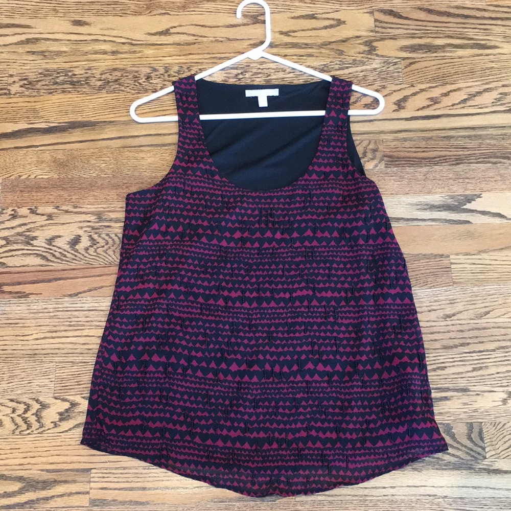 Banana Republic Black and Red Heart Flowy Tank, S
